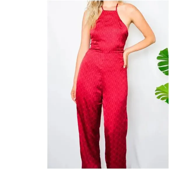 Honey Punch Paisley Satin Wide Leg Jumpsuit Size Medium New With Tag - Picture 8 of 15